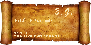 Belák Galamb névjegykártya